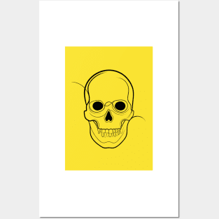 Skull Drawing On Yellow Posters and Art